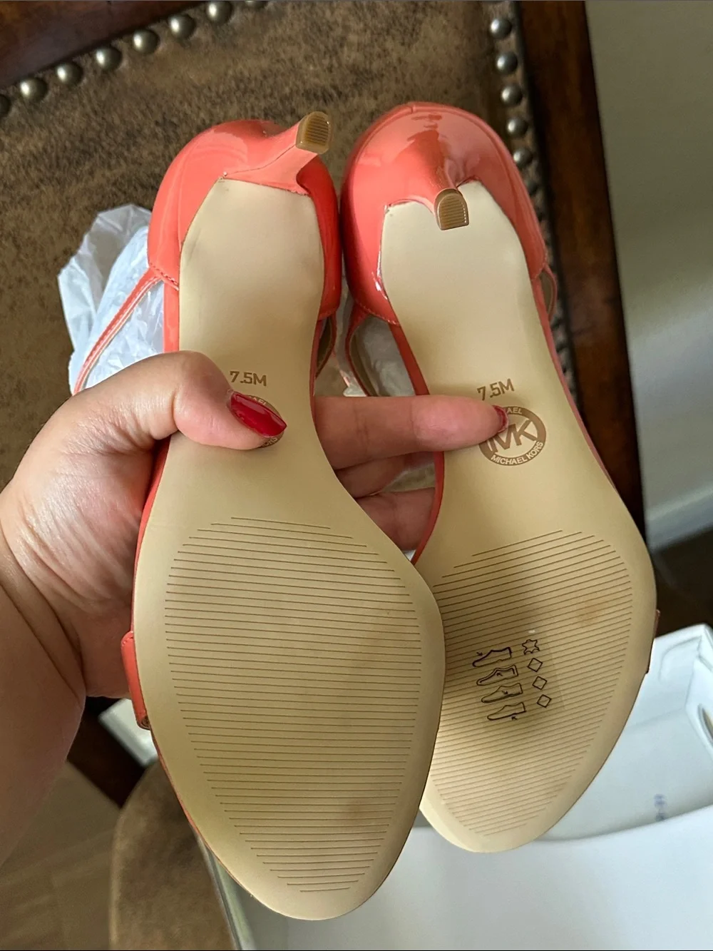 Michael Kors Coral Patent Strappy Heels